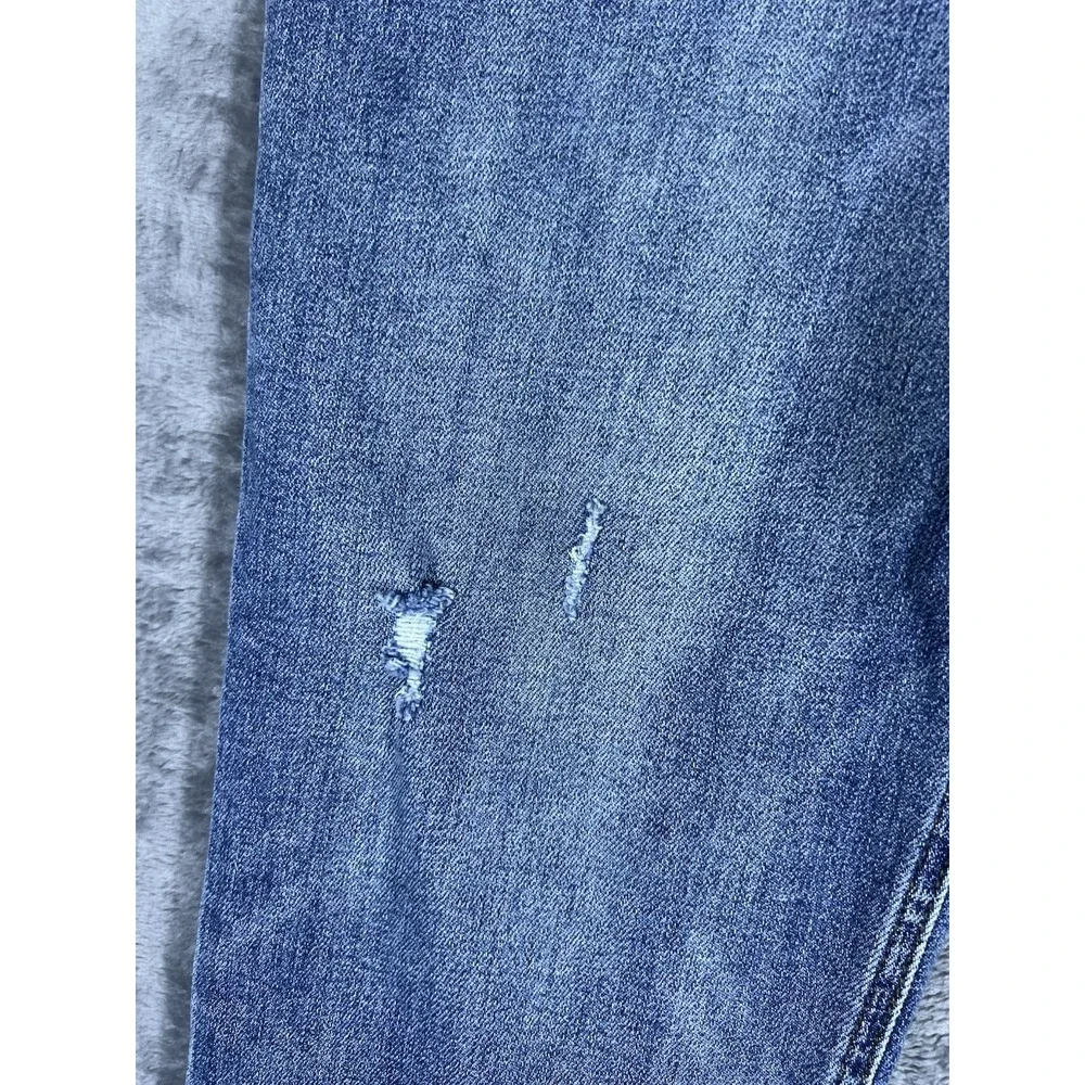 Kut from the Kloth High Rise Ankle Straight Leg Distressed Raw Hem Jeans Blue